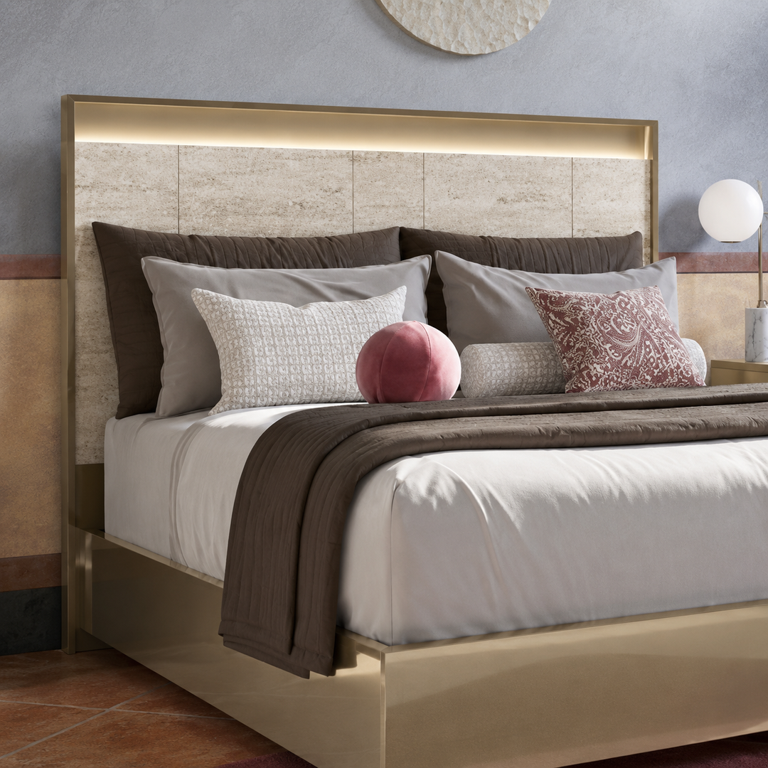 JAYLA Gold Travertine Bed - ALF Italia