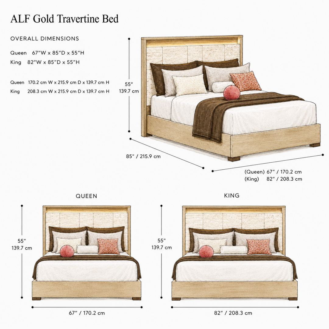 JAYLA Gold Travertine Bed - ALF Italia
