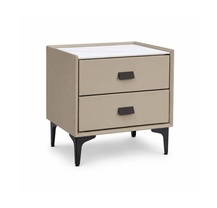 ZEGER Beige Leatherette Nightstand