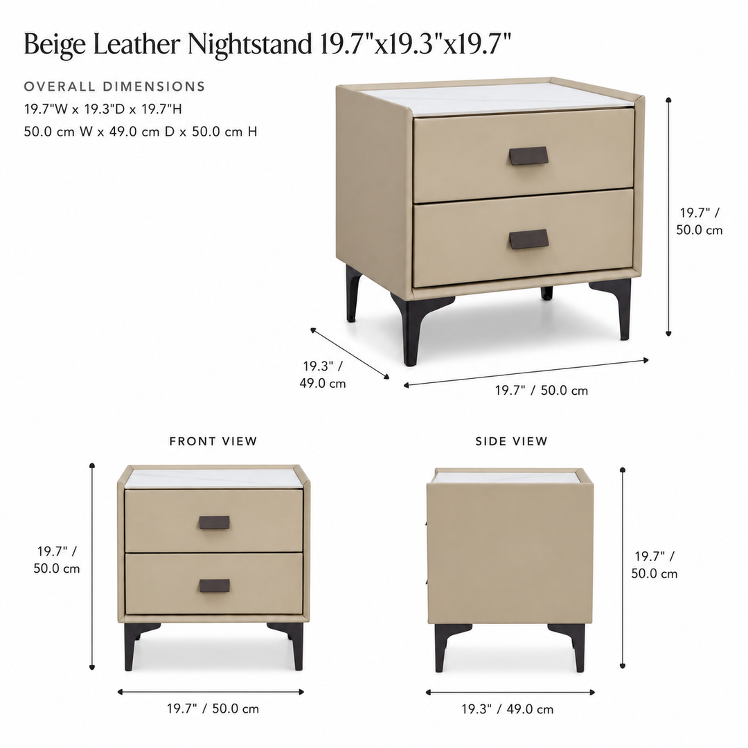 ZEGER Beige Leatherette Nightstand