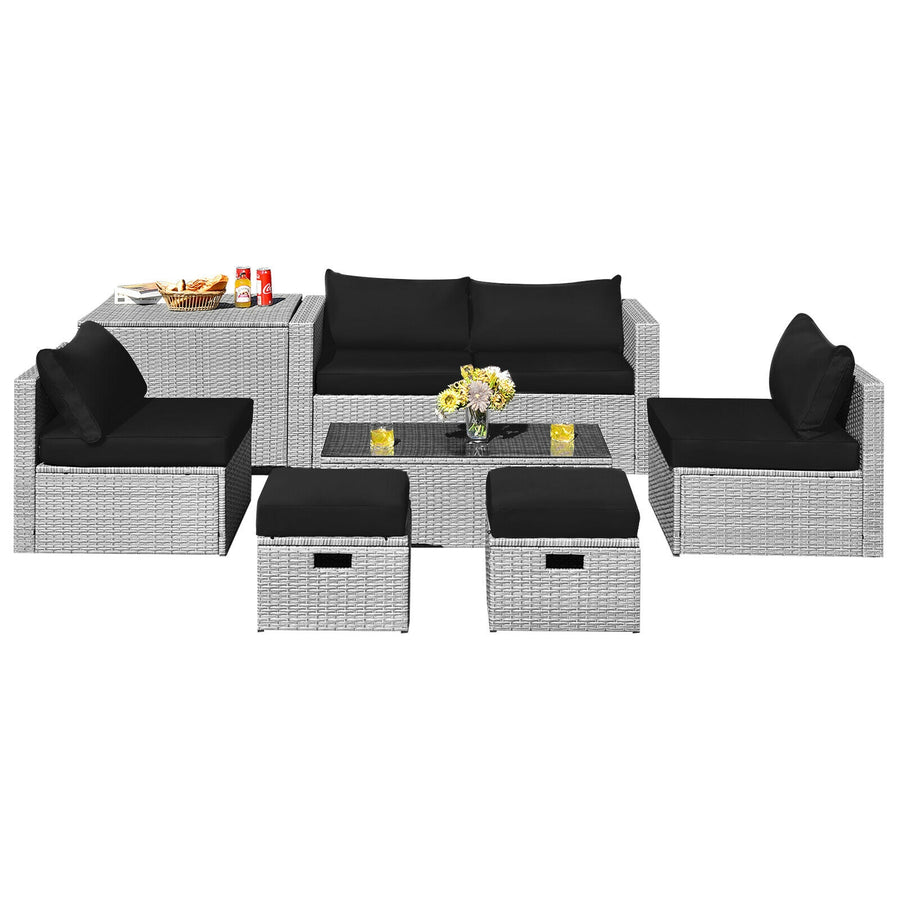 DAWN 8-Pc Rattan Set with Waterproof Cover Black