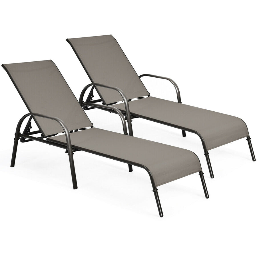 MEADOW Outdoor Patio Chaise Pair with Adjustable Arms Brown