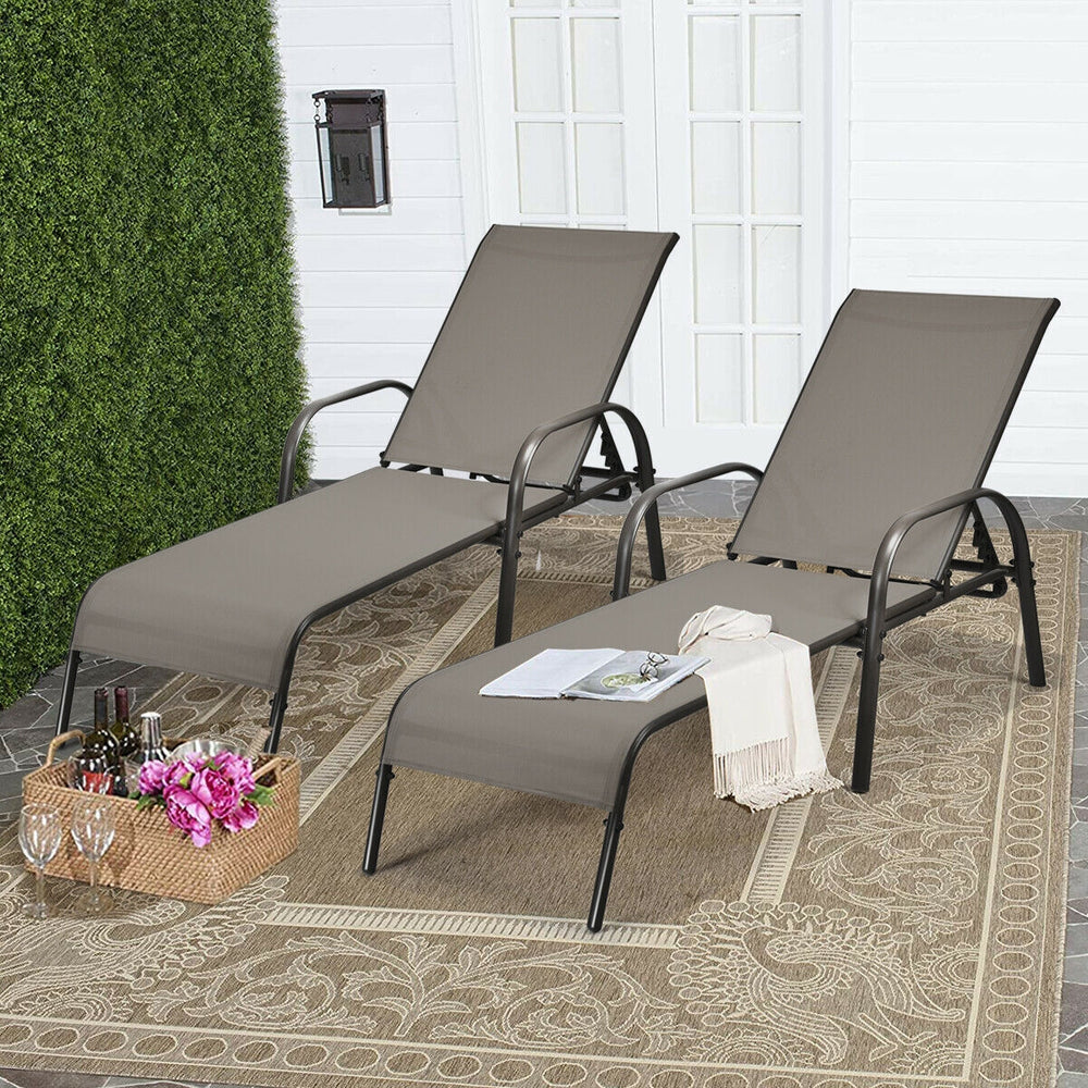 MEADOW Outdoor Patio Chaise Pair with Adjustable Arms