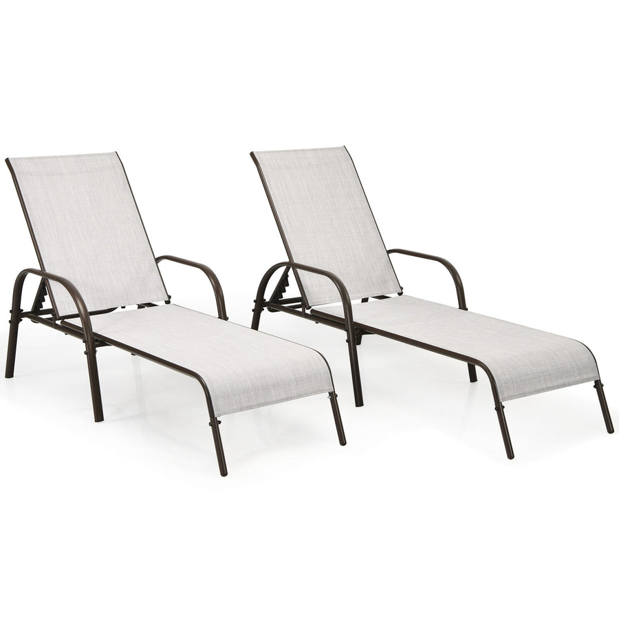 MEADOW Outdoor Patio Chaise Pair with Adjustable Arms Gray