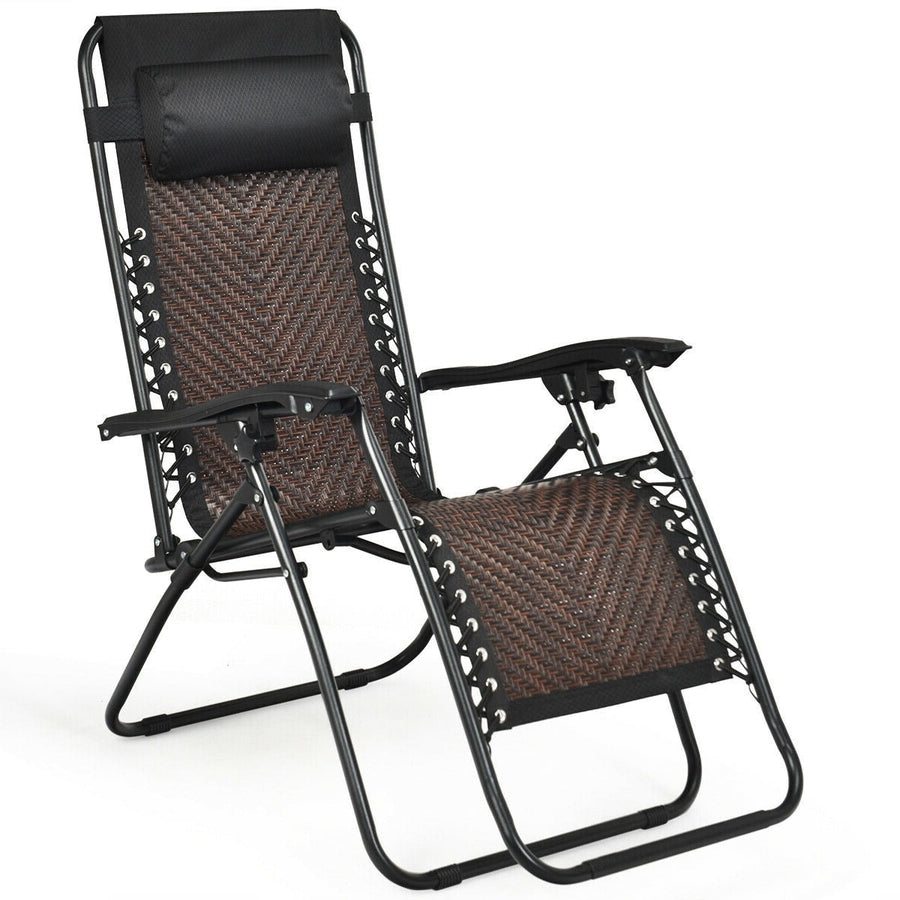 RIVER Rattan Zero Gravity Chair with Pillow Light Brown