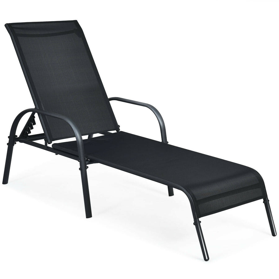 FORREST Adjustable Patio Chaise Lounge with Backrest Black