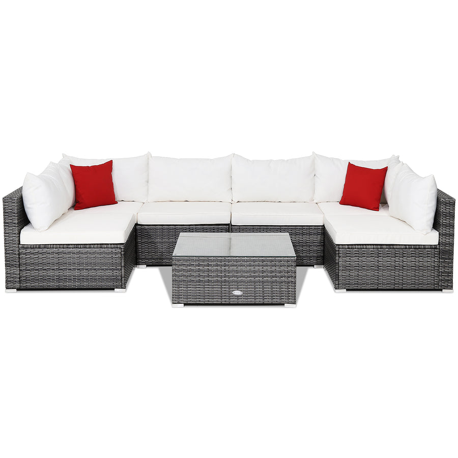 KAI 7-Pc Garden Sofa Set with Cushions White