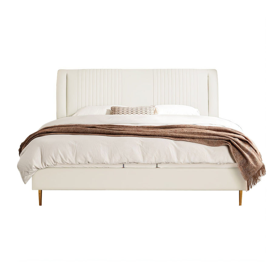 LISA Leather Beige Queen Bed