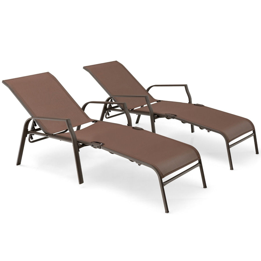 SIERRA Patio Folding Chaise Lounge with Adjustable Back Brown