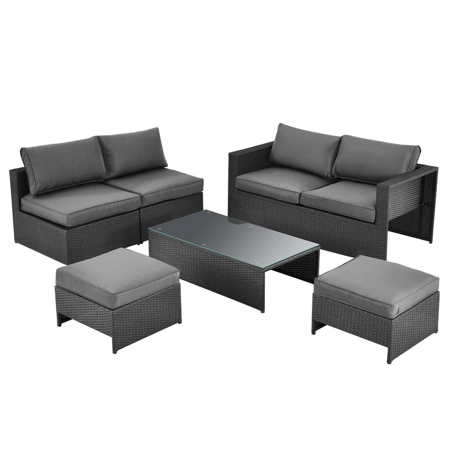 ASPEN 6-Pc Rattan Patio Set with Cushions